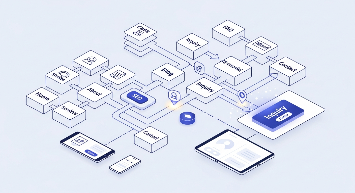 Business website structure for SEO and enquiries strategy visual