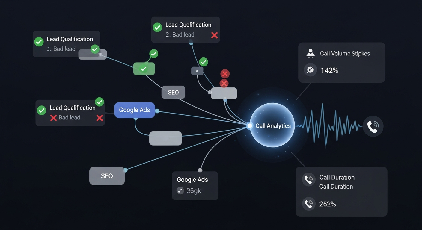 Call tracking setup for Google Ads and SEO strategy visual
