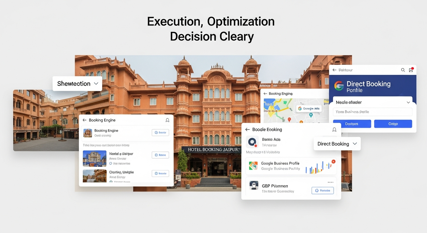 Direct booking strategy for hotels in Jaipur execution visual