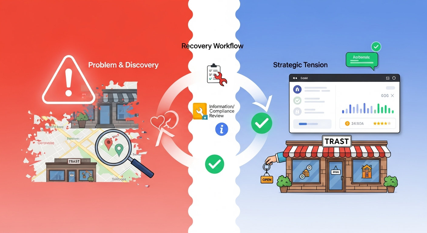 Google Business Profile suspension recovery process strategy visual