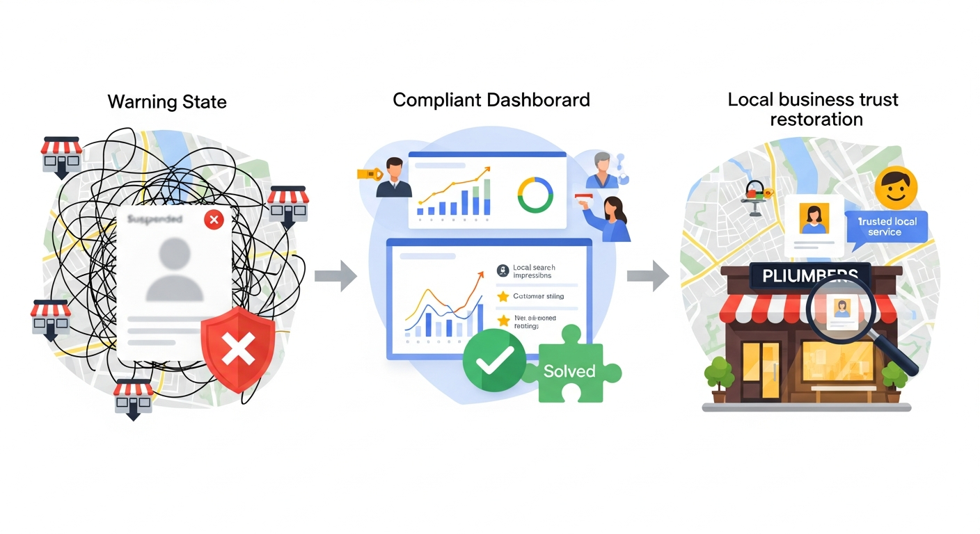 Google Business Profile suspension recovery process execution visual