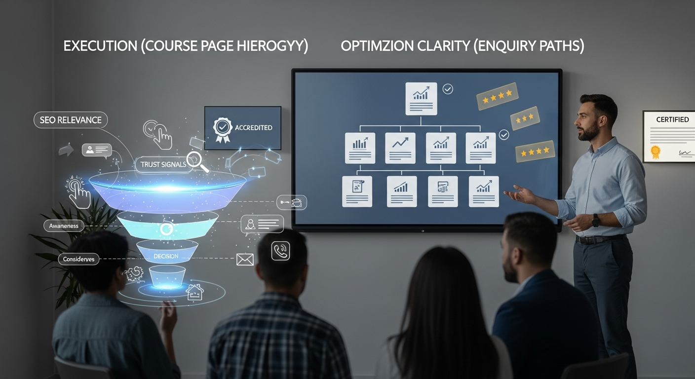 SEO strategy for education and coaching brands execution visual