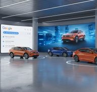 Indian car and bike dealership digital marketing showing SEO, Google Ads, Meta Ads with ImagineInk branding.