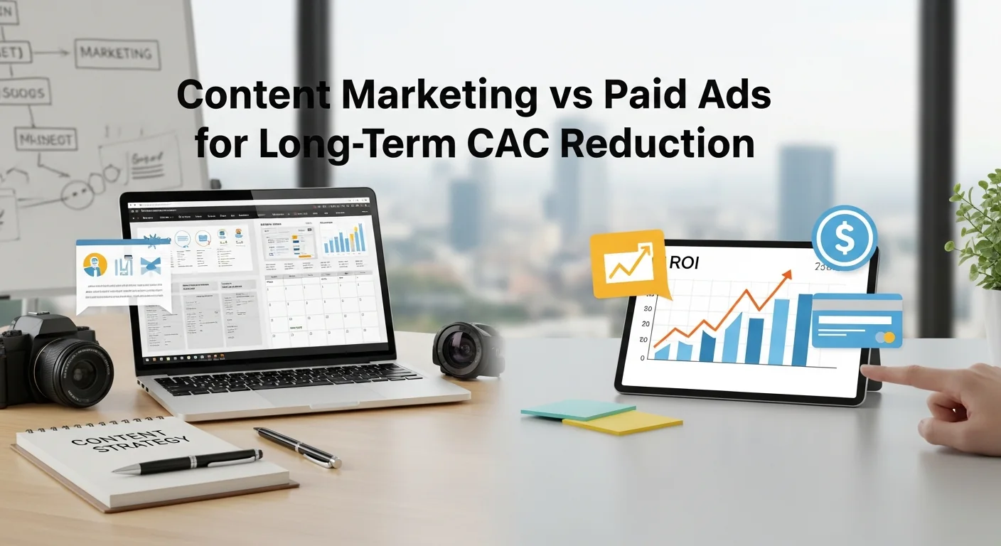 Content Marketing vs Paid Ads for Long-Term CAC Reduction visual