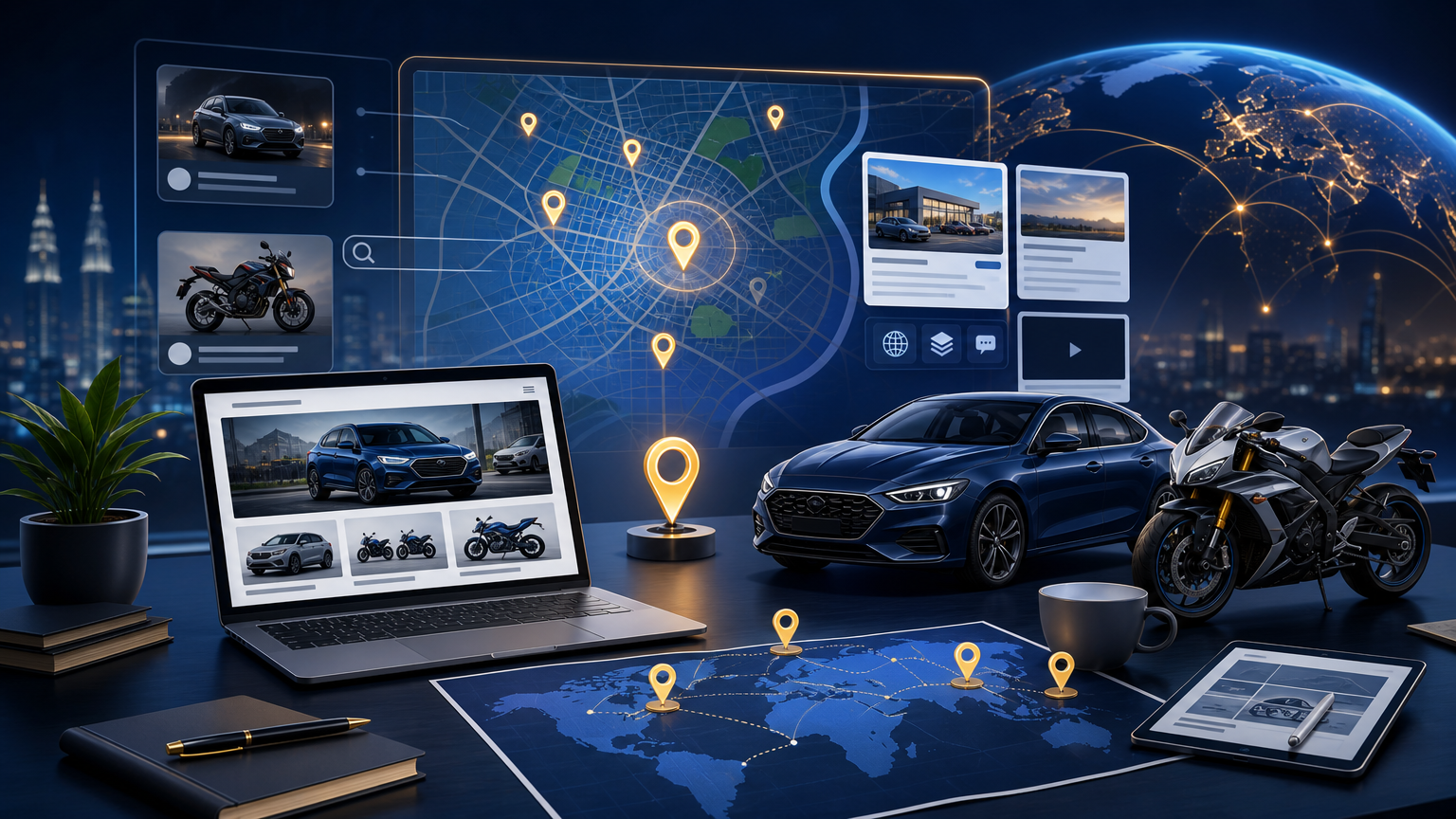 Digital Marketing for Car and Bike Dealerships strategy visual