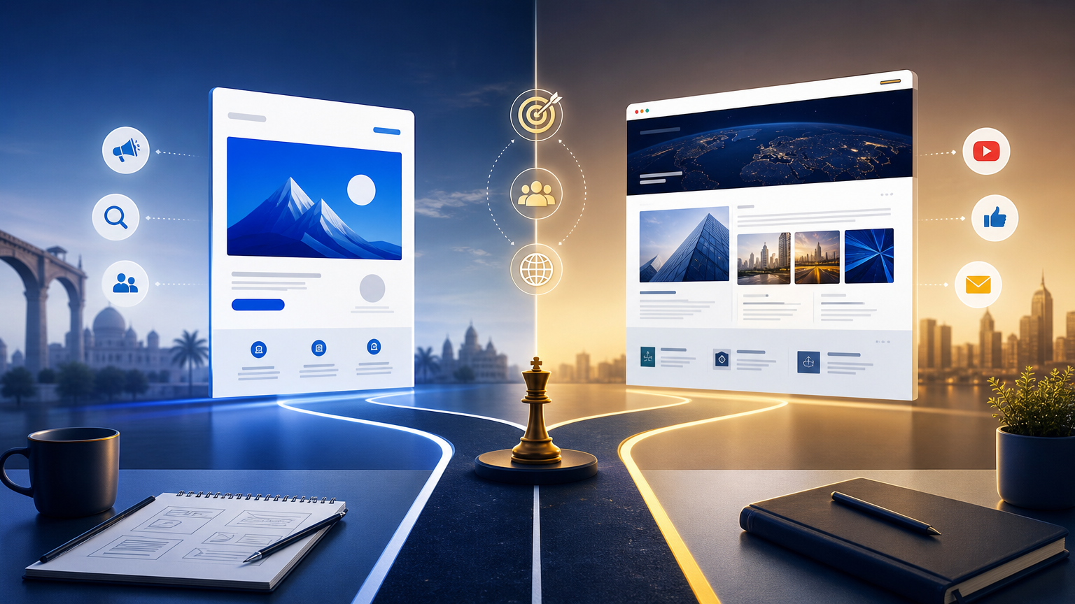 Landing Page vs Full Website for Paid Campaigns strategy visual