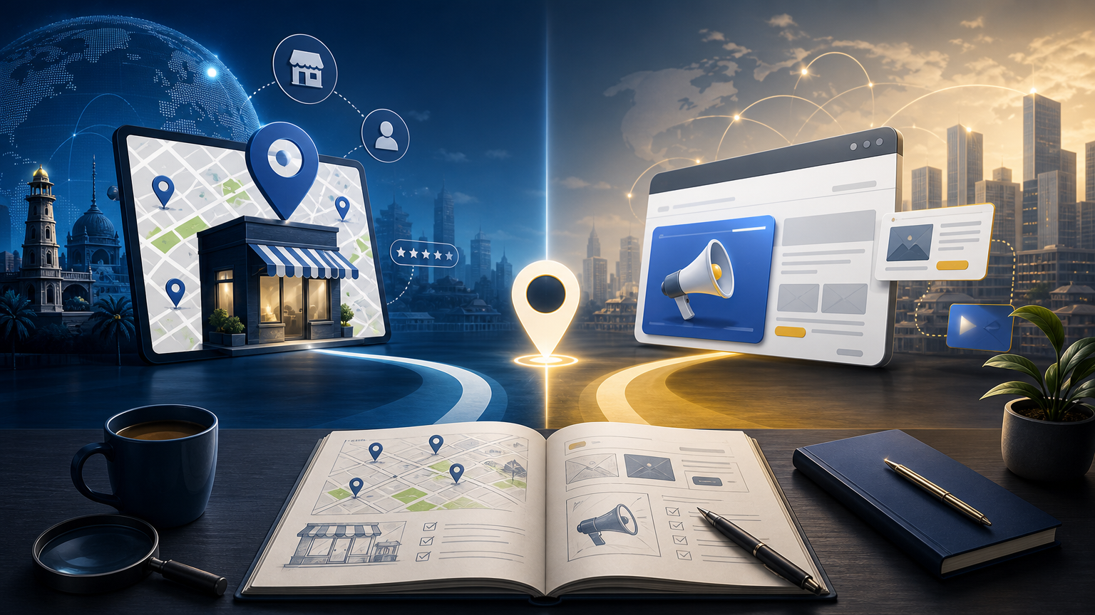 Local SEO vs Google Ads for Service Businesses: Which First? strategy visual