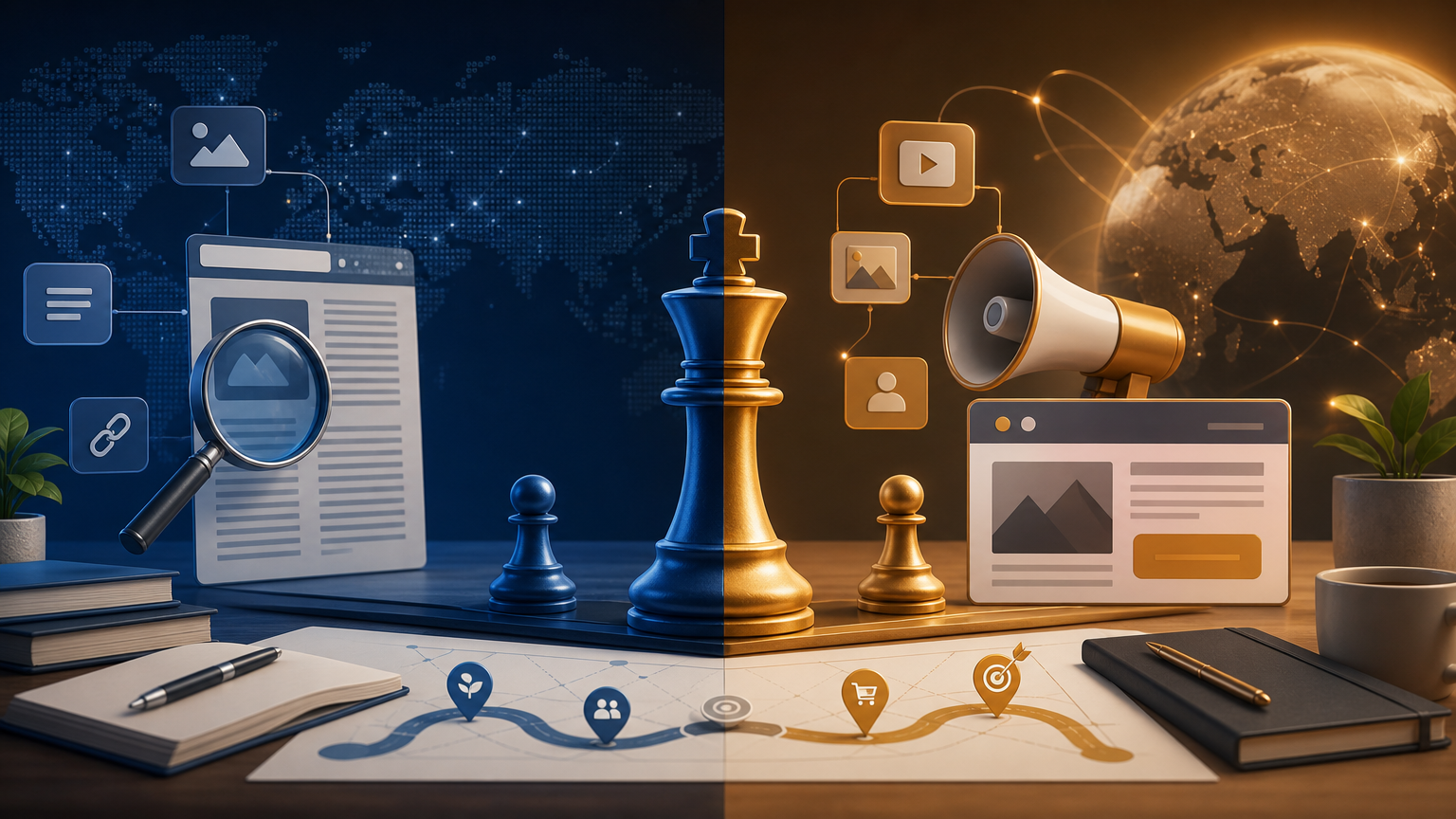 SEO vs Performance Marketing: Best Strategy by Business Stage strategy visual